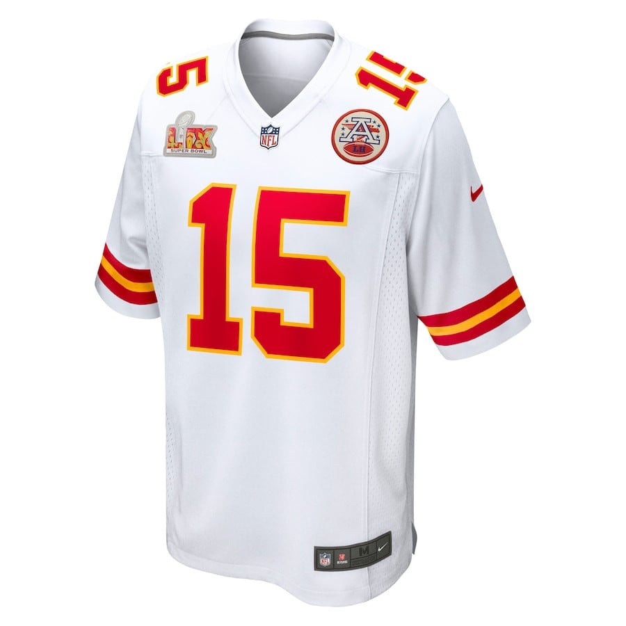 Patrick Mahomes 15 Kansas City Chiefs Super Bowl LIX Game Jersey - White JS3623 nicesnker - Image 2