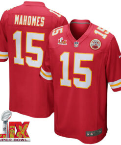 Patrick Mahomes #15 Kansas City Chiefs Super Bowl LIX Jersey - Men's - Red JS1572 nicesnker