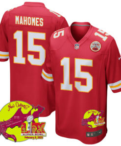 Patrick Mahomes 15 Kansas City Chiefs Super Bowl LIX New Orleans Patch Game Men Jersey - Red JS9727 nicesnker