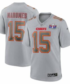 Patrick Mahomes 15 Kansas City Chiefs Super Bowl LVIII Atmosphere Fashion Game Men Jersey - Gray JS2417 nicesnker