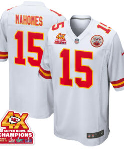 Patrick Mahomes 15 Kansas City Chiefs Super Bowl LVIII Champions 4X Game Men Jersey - White JS7951 nicesnker