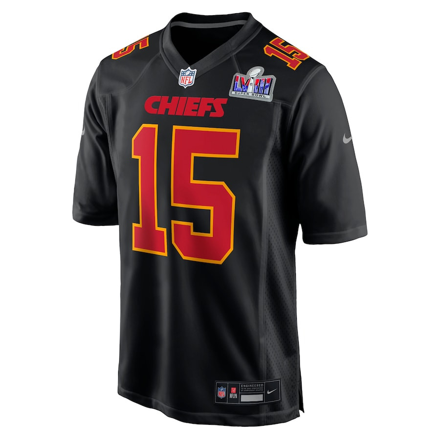 Patrick Mahomes 15 Kansas City Chiefs Super Bowl LVIII Fashion Game Men Jersey - Carbon Black JS3320 nicesnker - Image 2