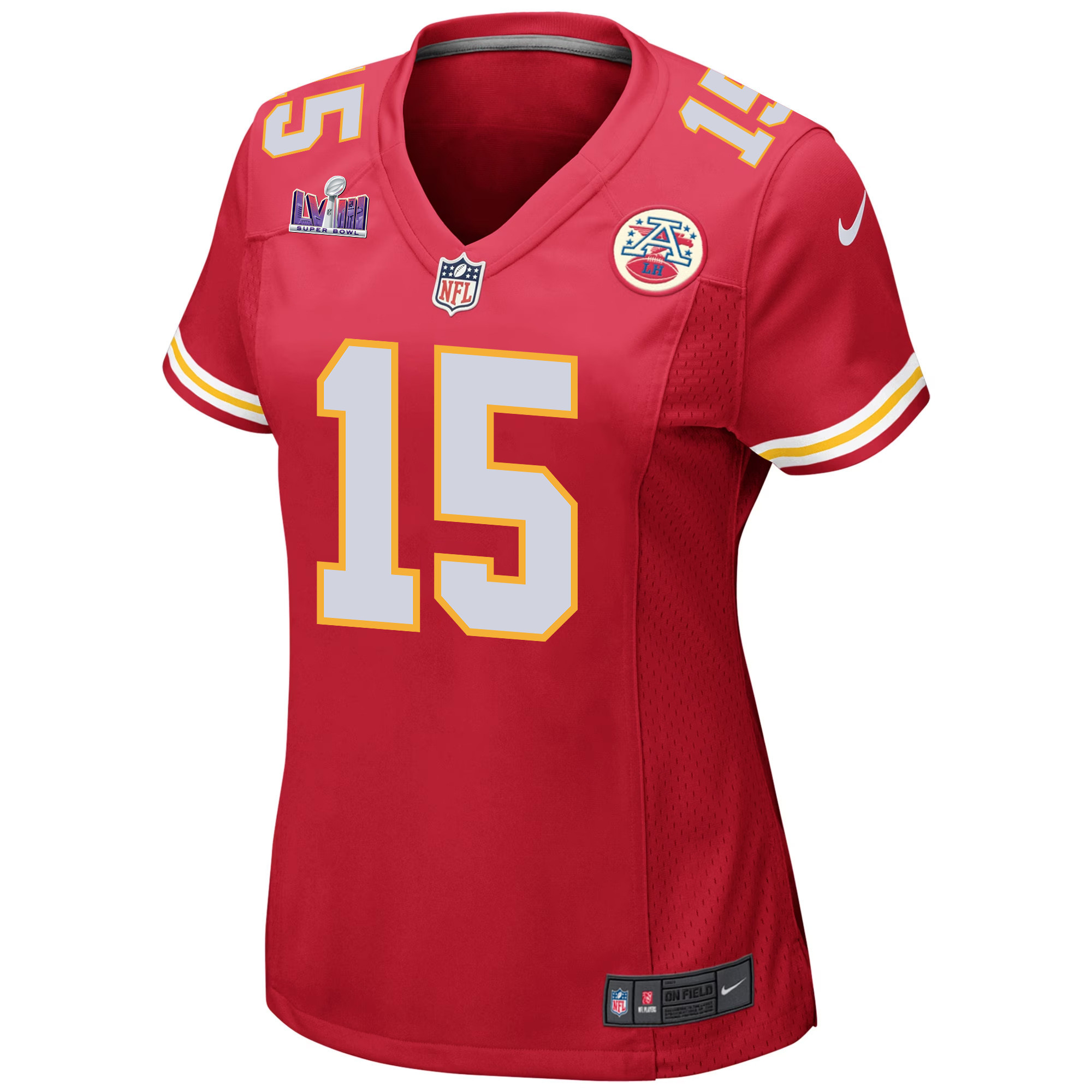 Patrick Mahomes 15 Kansas City Chiefs Super Bowl LVIII Patch Game Women Jersey - Red JS7495 nicesnker - Image 2