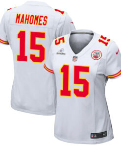 Patrick Mahomes 15 Kansas City Chiefs Super Bowl LVIII Patch Game Women Jersey - White JS3274 nicesnker