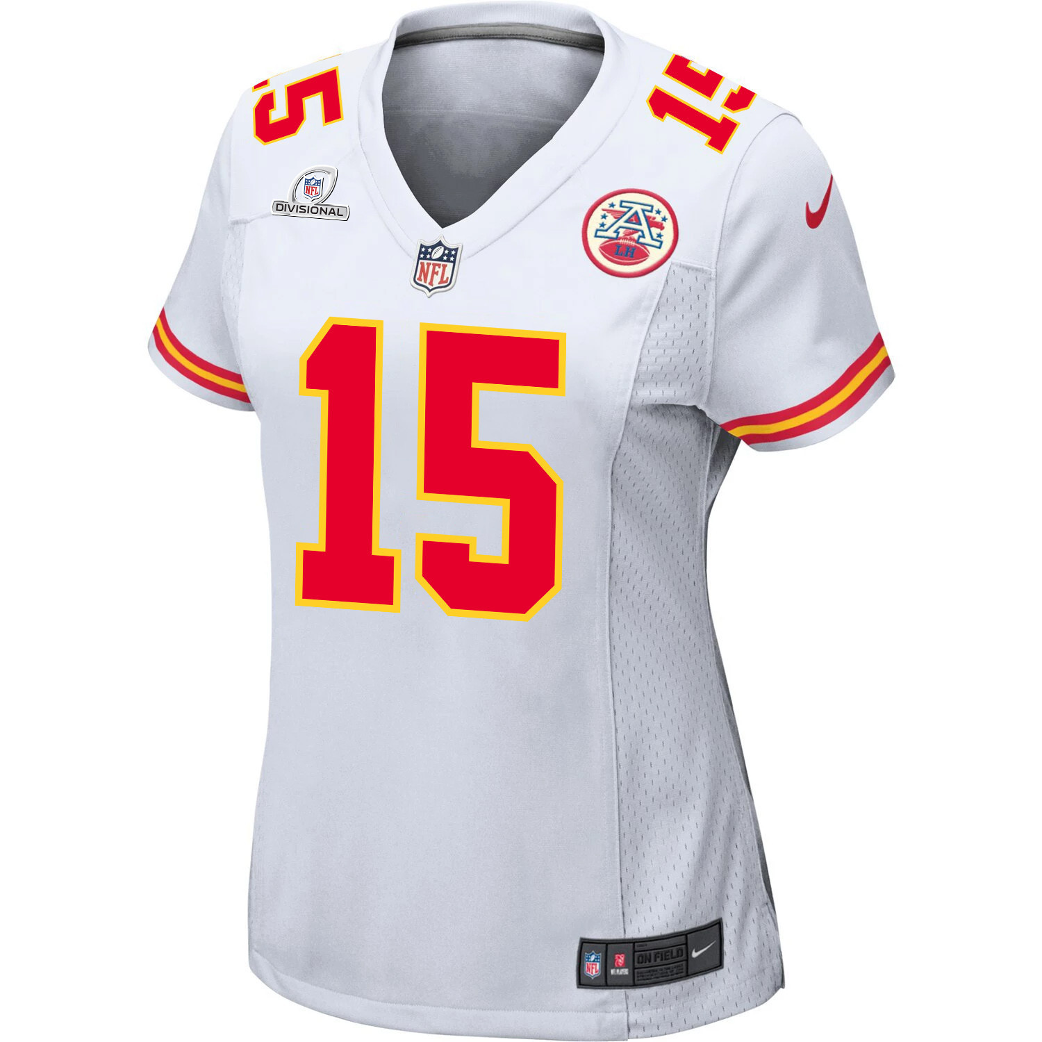 Patrick Mahomes 15 Kansas City Chiefs Super Bowl LVIII Patch Game Women Jersey - White JS3274 nicesnker - Image 2