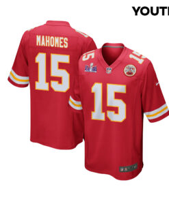 Patrick Mahomes 15 Kansas City Chiefs Super Bowl LVIII Patch Game YOUTH Jersey - Red JS5698 nicesnker