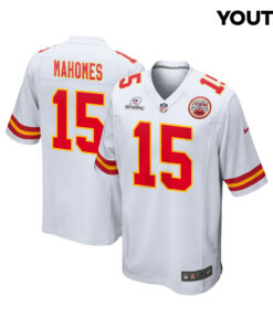 Patrick Mahomes 15 Kansas City Chiefs Super Bowl LVIII Patch Game YOUTH Jersey - White JS2743 nicesnker