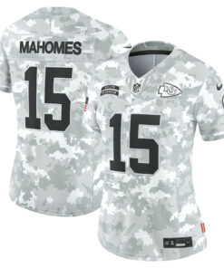 Patrick Mahomes 15 Kansas City Chiefs Women's 2024 Salute to Service Limited Jersey - Arctic Camo JS2052 nicesnker
