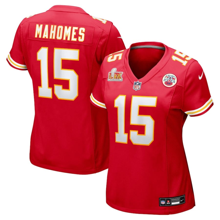 Patrick Mahomes 15 Kansas City Chiefs Women's Super Bowl LIX Game Jersey - Red JS5183 nicesnker