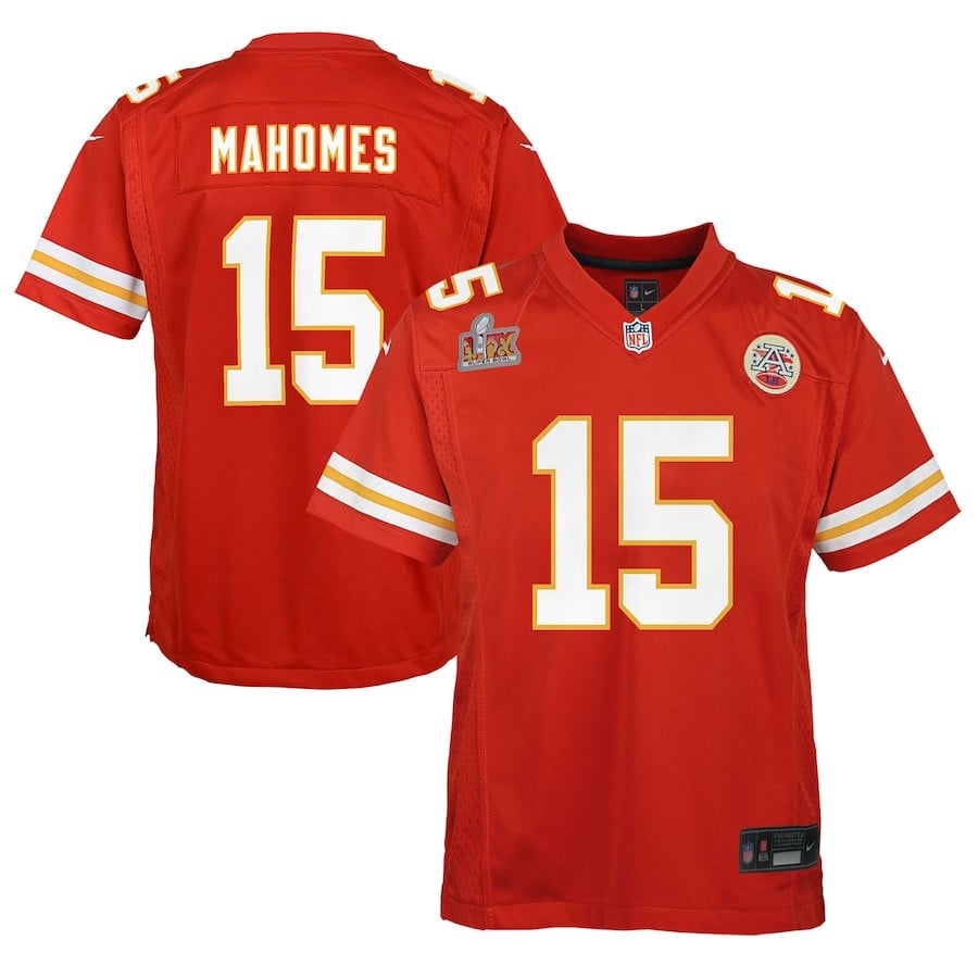Patrick Mahomes 15 Kansas City Chiefs Youth Super Bowl LIX Game Player Jersey - Red JS2256 nicesnker