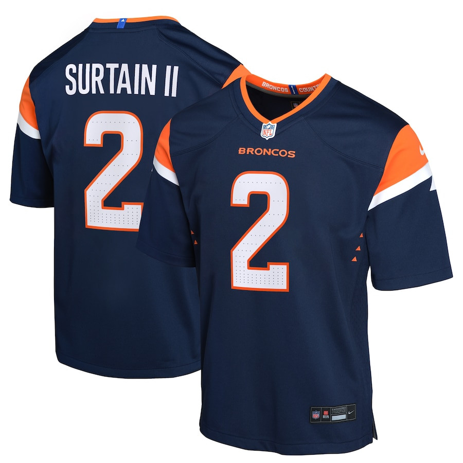 Patrick Surtain II 2 Denver Broncos Alternate Game YOUTH Jersey - Navy JS6055 nicesnker