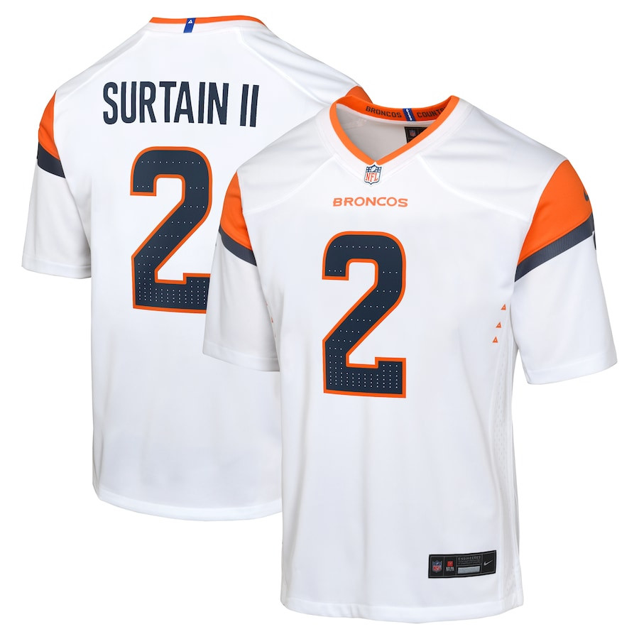Patrick Surtain II 2 Denver Broncos Game YOUTH Jersey - White JS6777 nicesnker