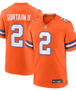 Patrick Surtain II 2 Denver Broncos Mile High Collection 1977 Throwback Player Game Men Jersey - Orange JS8584 nicesnker
