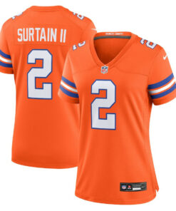 Patrick Surtain II 2 Denver Broncos Women's Mile High Collection 1977 Throwback Player Game Jersey - Orange JS4949 nicesnker