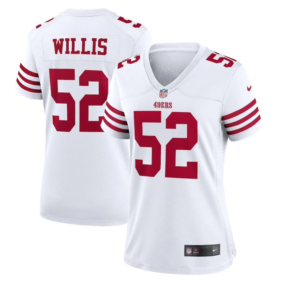 Patrick Willis 52 San Francisco 49ers Women Retired Game Jersey - White JS8428 nicesnker