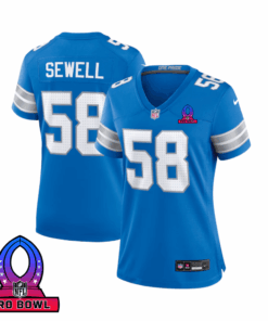 Penei Sewell 58 Detroit Lions 2025 Pro Bowl Patch Women Game Jersey - Blue JS5389 nicesnker