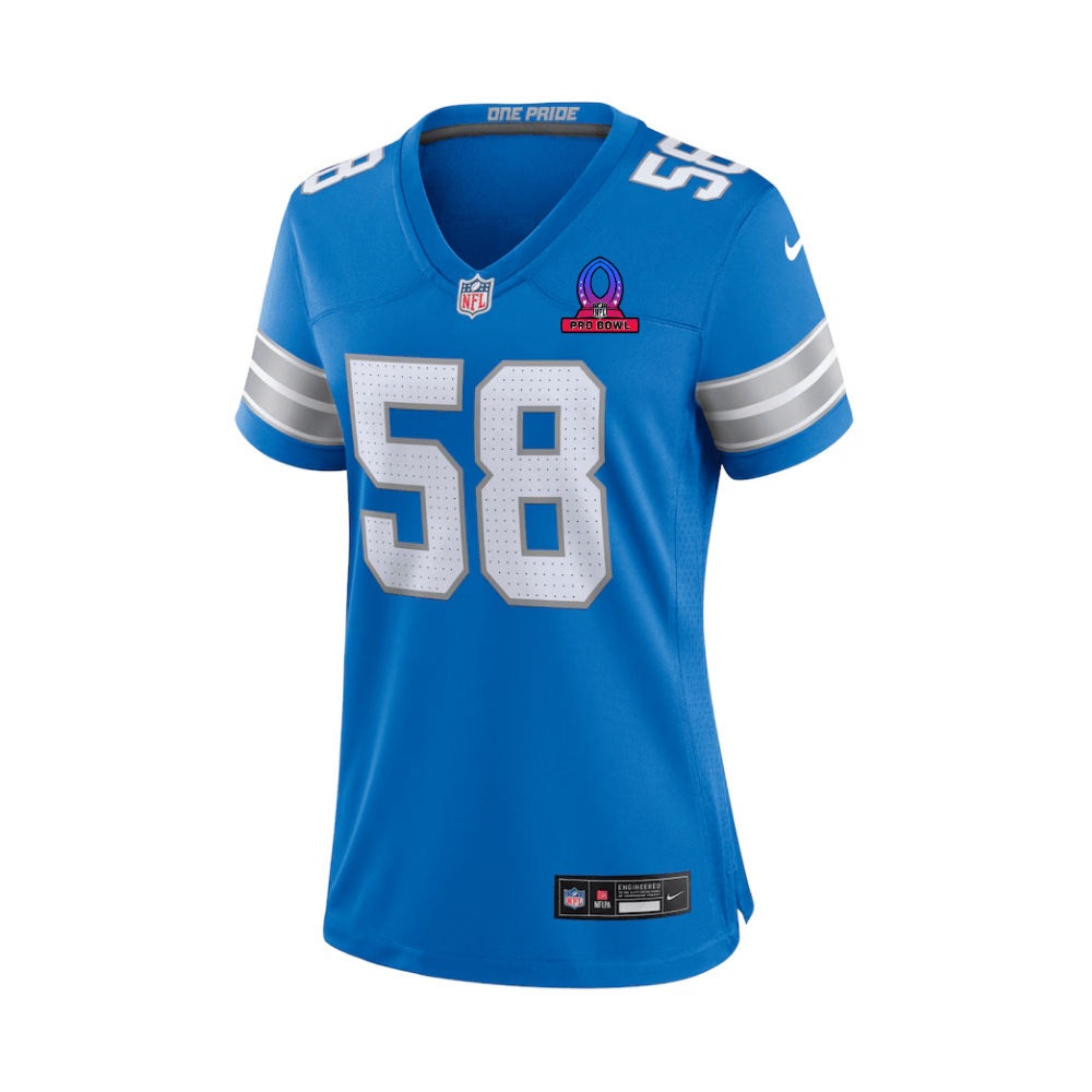 Penei Sewell 58 Detroit Lions 2025 Pro Bowl Patch Women Game Jersey - Blue JS5389 nicesnker - Image 3