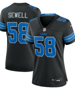 Penei Sewell 58 Detroit Lions Women's Alternate Game Jersey - Black JS8922 nicesnker