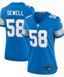 Penei Sewell 58 Detroit Lions Women's Team Game Jersey - Blue JS7342 nicesnker