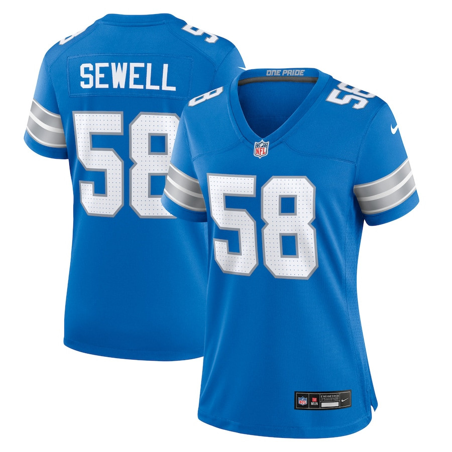 Penei Sewell 58 Detroit Lions Women's Team Game Jersey - Blue JS7342 nicesnker