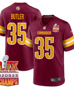 Percy Butler 35 Washington Commanders Super Bowl LIX Champions Patch Game Men Jersey - Burgundy JS2022 nicesnker