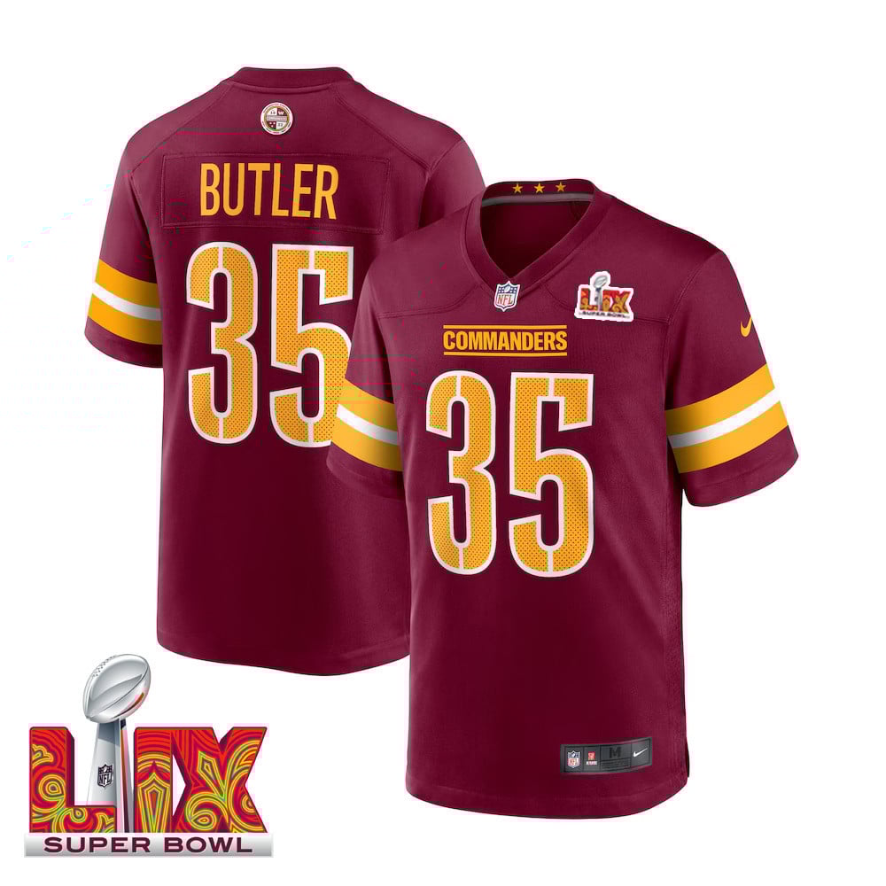Percy Butler #35 Washington Commanders Super Bowl LIX Jersey - Men's - Burgundy JS1979 nicesnker