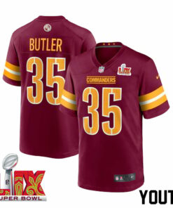 Percy Butler #35 Washington Commanders Super Bowl LIX Youth Jersey - Burgundy JS7296 nicesnker
