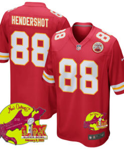 Peyton Hendershot 88 Kansas City Chiefs Super Bowl LIX New Orleans Patch Game Men Jersey - Red JS1755 nicesnker