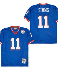 Phil Simms 11 New York Giants Spider Lockhart 43 Patch Throwback Men Jersey - Blue JS8751 nicesnker