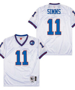 Phil Simms 11 New York Giants Spider Lockhart 43 Patch Throwback Men Jersey - White JS8958 nicesnker