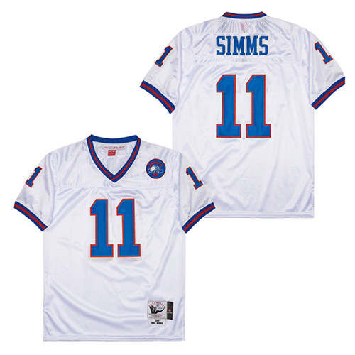 Phil Simms 11 New York Giants Spider Lockhart 43 Patch Throwback Men Jersey - White JS8958 nicesnker