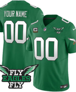 Philadelphia Eagles Fly Eagles Fly Patch Alternate Game Men Custom Jersey - Kelly Green JS8743 nicesnker