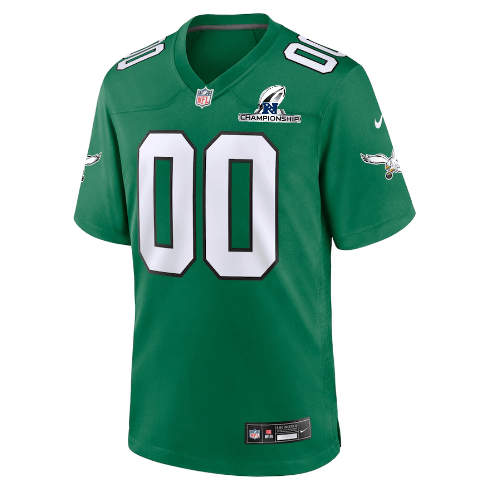 Philadelphia Eagles NFC Championship Patch Alternate Game Men Custom Jersey - Kelly Green JS1872 nicesnker - Image 2