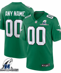 Philadelphia Eagles NFC Championship Patch Alternate Game Men Custom Jersey - Kelly Green JS1872 nicesnker