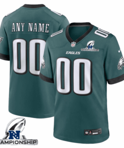 Philadelphia Eagles NFC Championship Patch Game Men Custom Jersey - Midnight Green JS3634 nicesnker