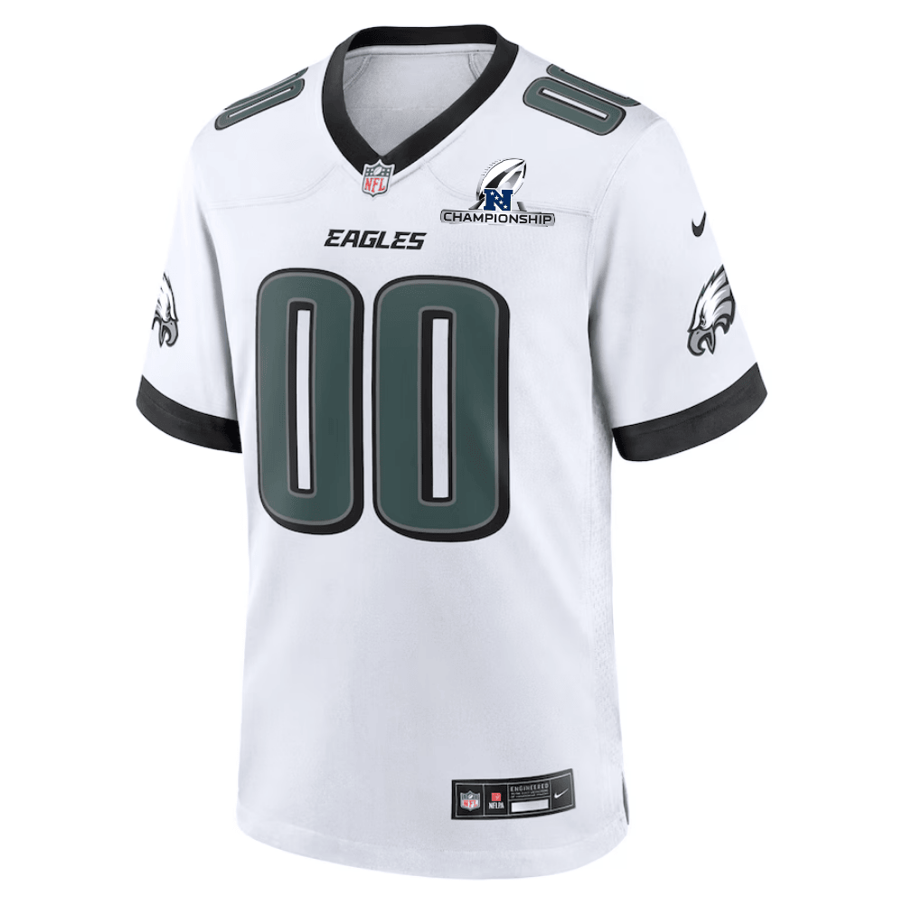 Philadelphia Eagles NFC Championship Patch Game Men Custom Jersey - White JS7550 nicesnker - Image 2