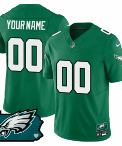 Philadelphia Eagles Pennsylvania State Map Patch Alternate Game Men Custom Jersey - Kelly Green JS3449 nicesnker