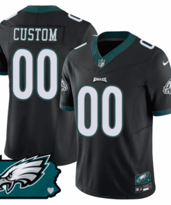 Philadelphia Eagles Pennsylvania State Map Patch Game Men Custom Jersey - Black JS9276 nicesnker