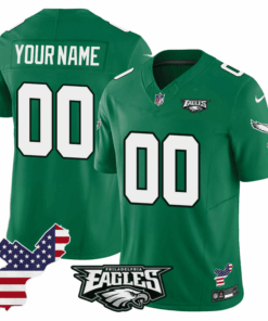 Philadelphia Eagles Philadelphia Patch Game Men Custom Jersey - Kelly Green JS1973 nicesnker