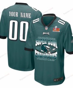Philadelphia Eagles Super Bowl LIX Champions Helmet Game Men Custom Jersey - Midnight Green JS4332 nicesnker