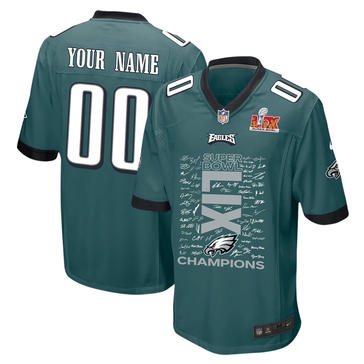 Philadelphia Eagles Super Bowl LIX Champions Roster Autograph Signing Game Men Jersey - Midnight Green JS3914 nicesnker
