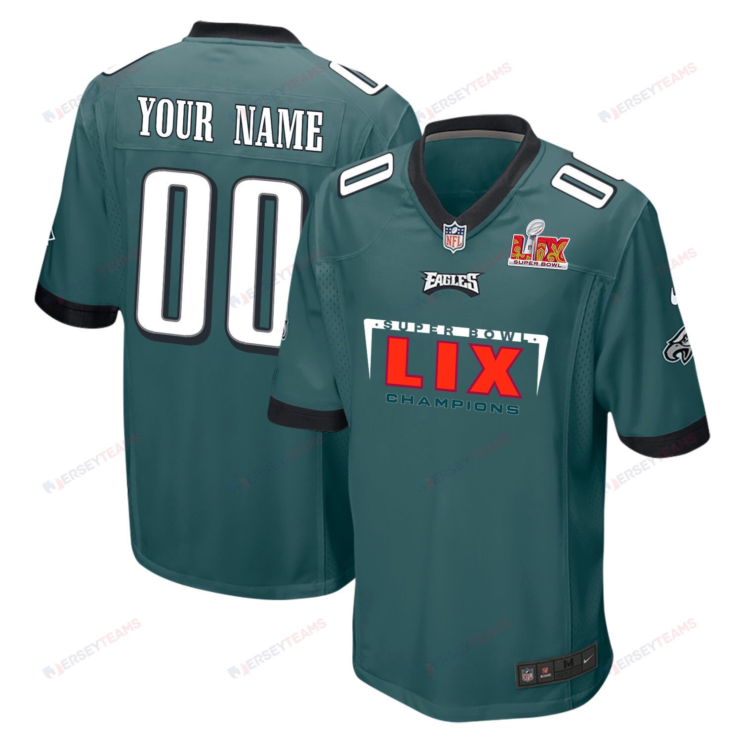 Philadelphia Eagles Super Bowl LIX Champions Simple Style Game Men Custom Jersey - Midnight Green JS6838 nicesnker