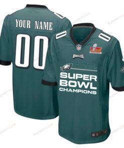 Philadelphia Eagles Super Bowl LIX Champions Straight Text Game Men Custom Jersey - Midnight Green JS8447 nicesnker