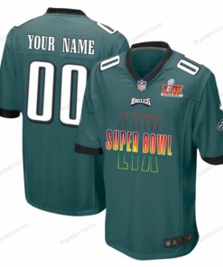 Philadelphia Eagles Super Bowl LIX Game Men Custom Jersey - Midnight Green JS4280 nicesnker