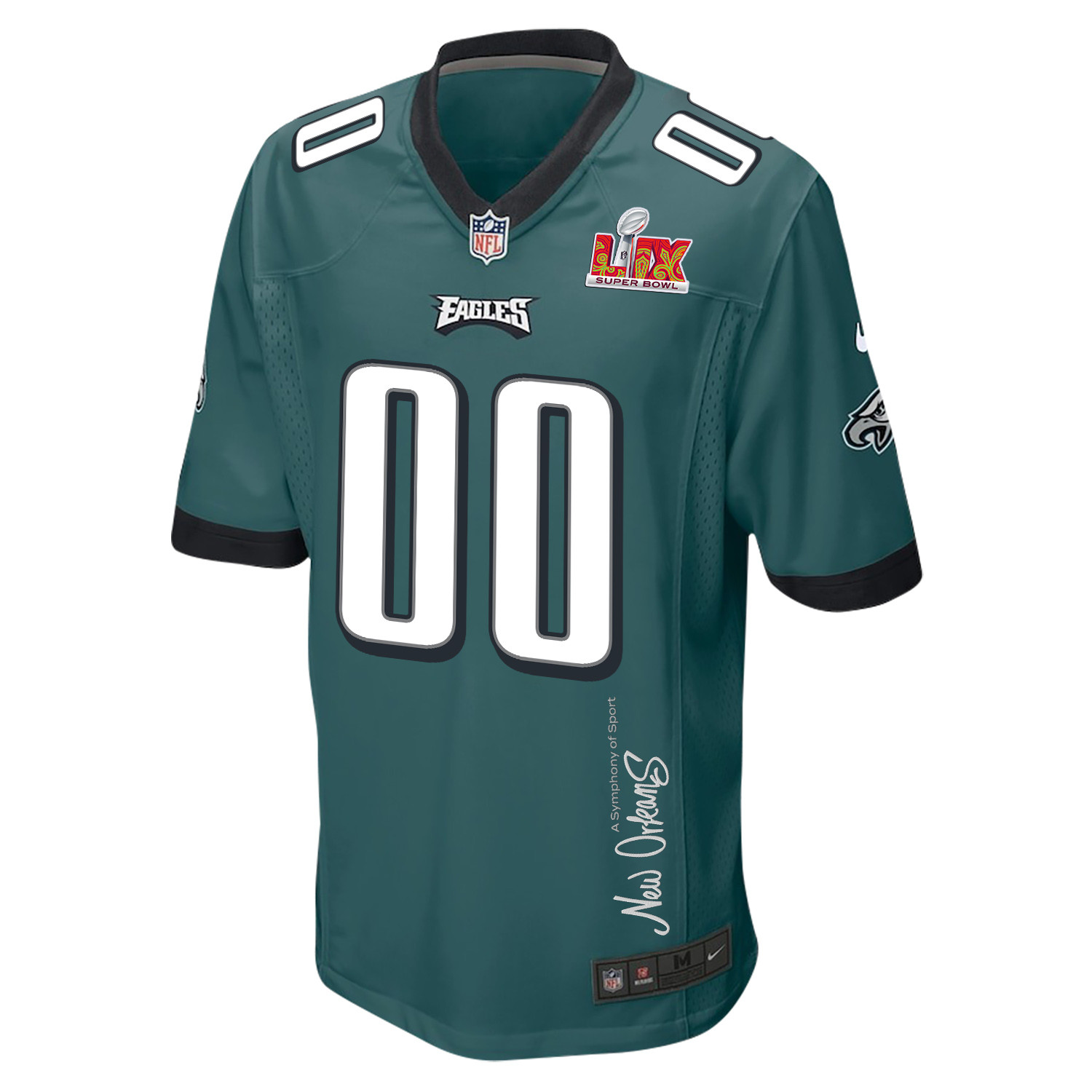Philadelphia Eagles Super Bowl LIX 'New Orleans - A Symphony of Sport' EMBROIDERED Game Men Custom Jersey - Midnight Green JS1196 nicesnker - Image 3