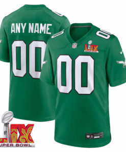 Philadelphia Eagles Super Bowl LIX Patch Alternate Game Men Custom Jersey - Kelly Green JS7208 nicesnker