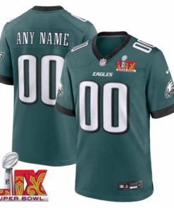 Philadelphia Eagles Super Bowl LIX Patch Game Men Custom Jersey - Midnight Green JS2096 nicesnker