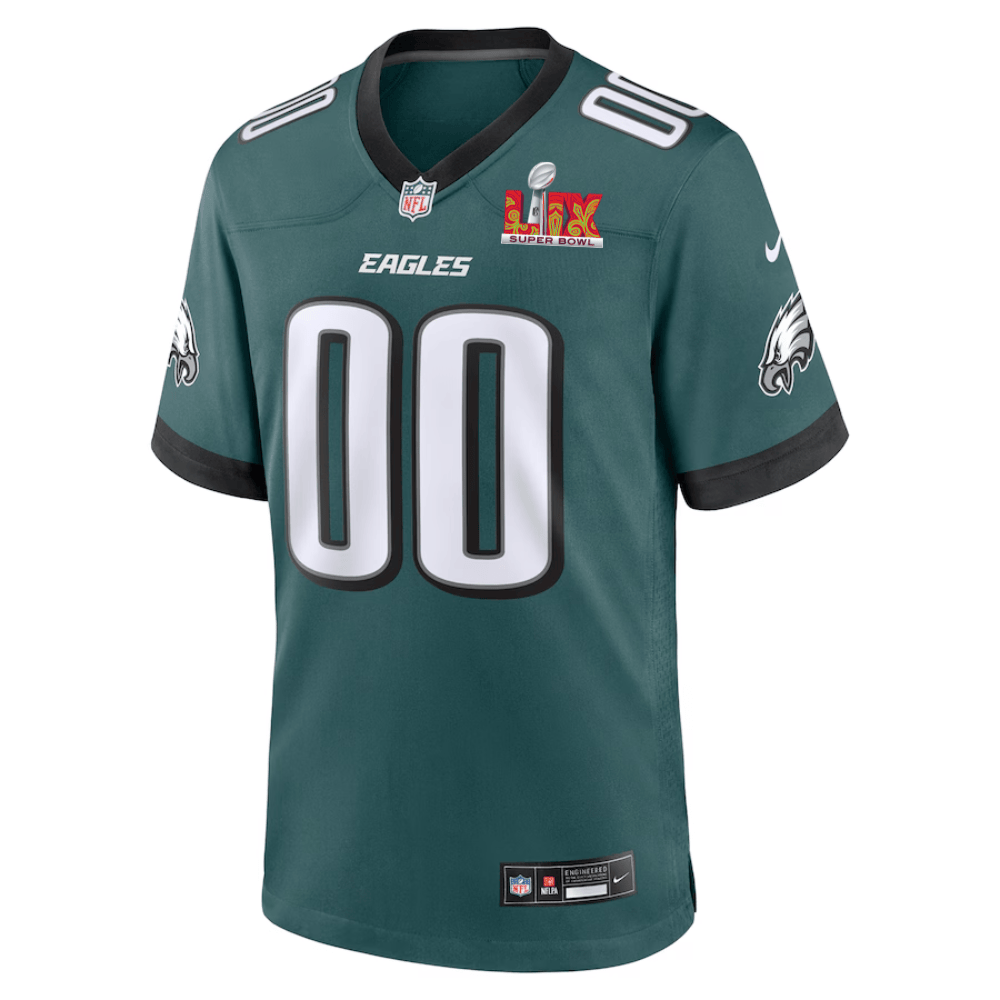 Philadelphia Eagles Super Bowl LIX Patch Game Men Custom Jersey - Midnight Green JS2096 nicesnker - Image 2