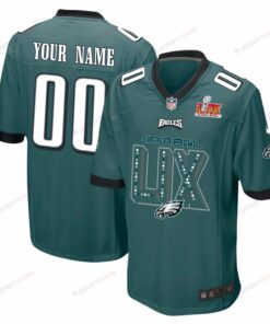 Philadelphia Eagles Super Bowl LIX V2 Game Men Custom Jersey - Midnight Green JS4569 nicesnker