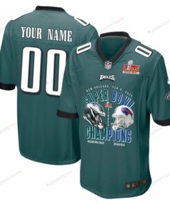 Philadelphia Eagles Vs. Buffalo Bills Super Bowl LIX Game Men Custom Jersey - Midnight Green JS5435 nicesnker